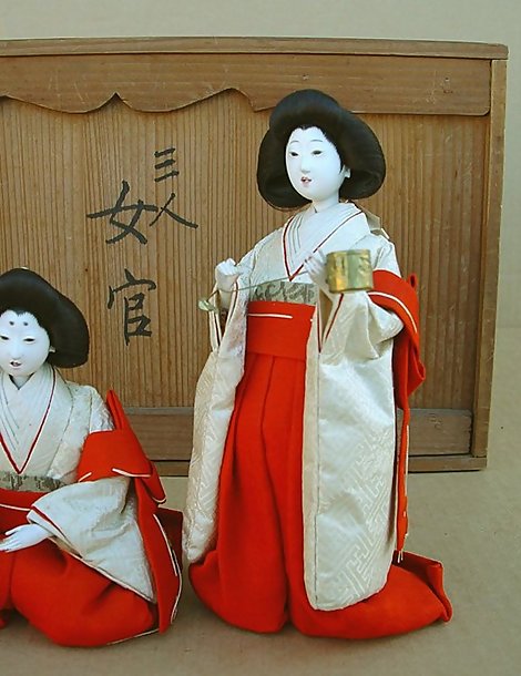 Japanese Antique Hina Doll Ladies in Waiting Dolls