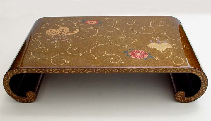 Japanese Makie Lacquer Okimono Stand for Flowers