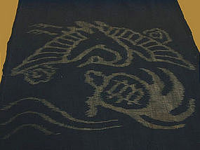 Beautiful Old E-gasuri cloth, Crane 'n Turtle