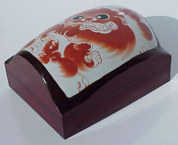 Wooden Box with Old Chinese Ceramic