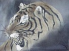 Fierce Tiger on Man's Silk Kimono