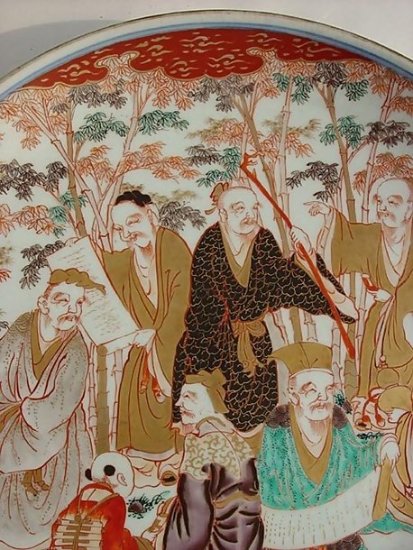 Large Imari Charger, Seven Sages of Bamboo Grove