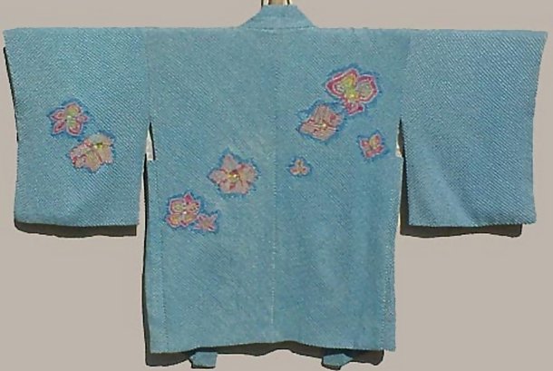Japanese short kimono Jacket, Blue Tie-Dye Haori