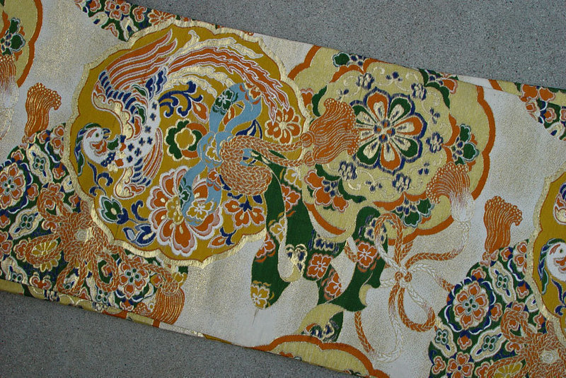 Formal Japanese Silk Obi, Old Mirrors in Nishijin Obi