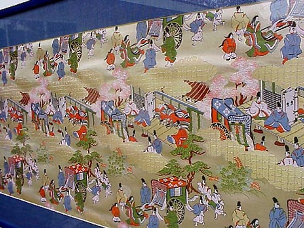 Picture Framed Nishijin Silk, Heian Court
