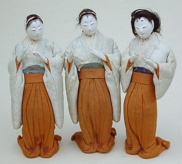 Antique Japanese Hina Dolls Ladies-in-Waiting Jyokan