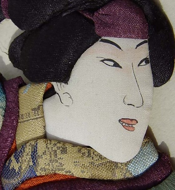 Old Japanese Oshi-e Ningyo Doll Ukiyo-e Kabuki Geisha