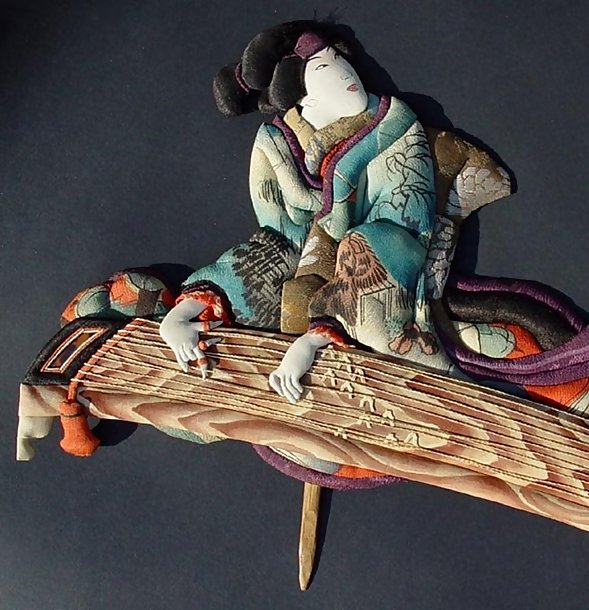 Old Japanese Oshi-e Ningyo Doll Ukiyo-e Kabuki Geisha