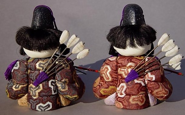 Cute Japanese Kimekomi Hina Dolls, Imperial Guards