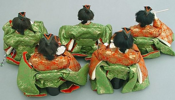 Fine Japanese Hina dolls, the Musicians Ningyo