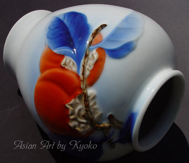 Japanese Fukagawa Porcelain Vase with Persimmons