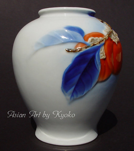 Japanese Fukagawa Porcelain Vase with Persimmons