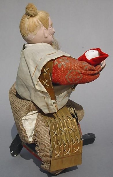 Antique Japanese Lady Warrior Doll, Large Ningyo Set