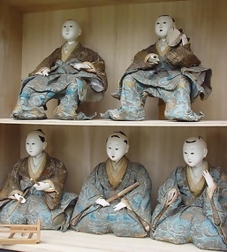 Antique Japanese Hina Dolls, Large Edo Musician Ningyo