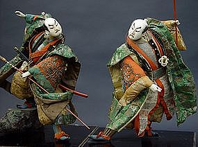 Large Samurai dolls, Old Japanese Takeda Theater Dolls
