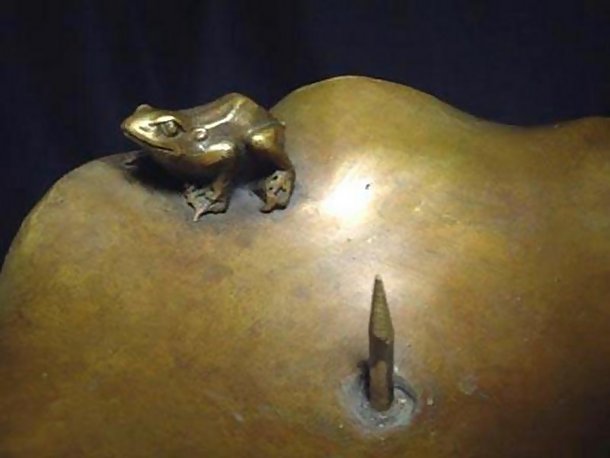 Old Bronze Candlesticks with Lion Heads