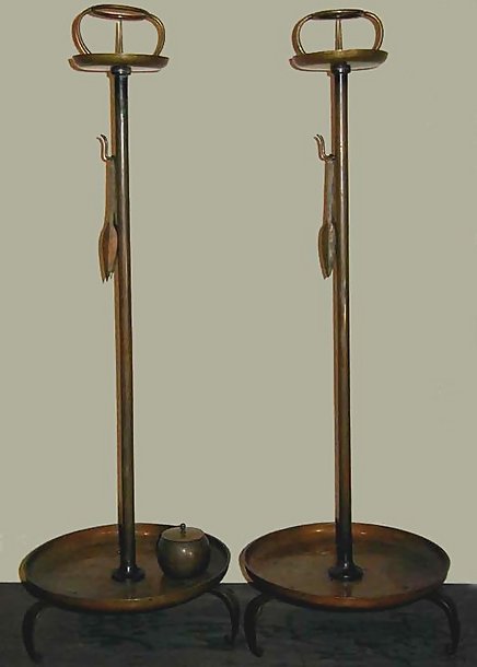 Beautiful Meiji Candlesticks, Original Brass