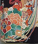 Black Kimono "Hana-kago" Flower Bascket