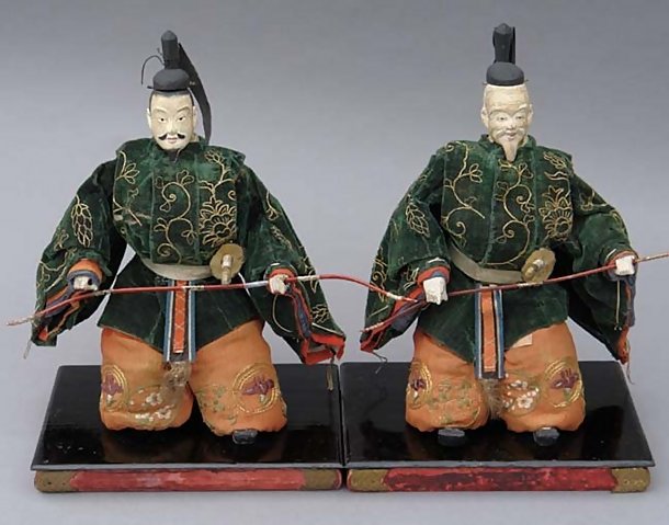 Unique Japanese Edo Zuishin Dolls in Kabuki Costume