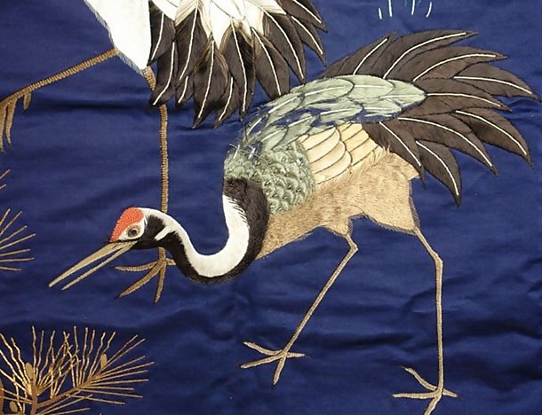 Old Fukusa, Japanese Gift Cover,  a Pair of Cranes