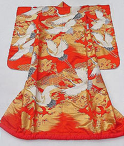 Beautiful Red Uchikake Wedding Gown, Crane