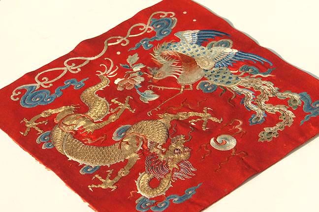Chinese Textile Embroidery Art, Dragon and Phoenix