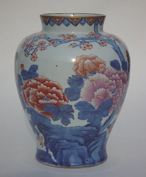 Large Japanese Arita Vase in Fukagawa Style