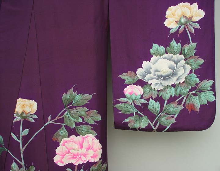 Antique Purple Uchikake Wedding Gown, Peacock &amp; Peonies