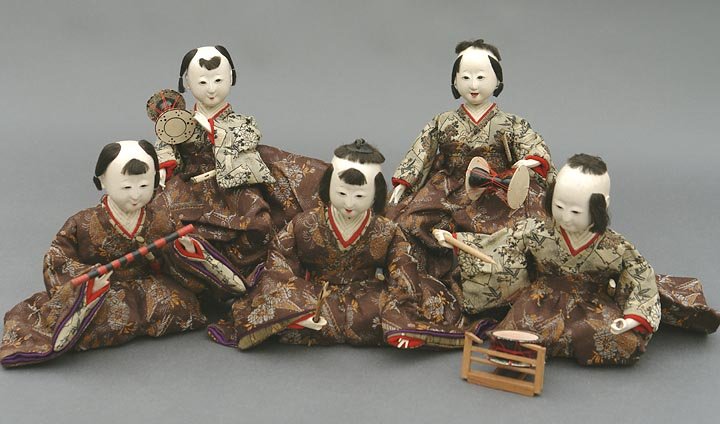 Old Japanese Hina Dolls, Cute Musician Ningyo