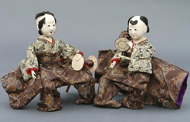 Old Japanese Hina Dolls, Cute Musician Ningyo