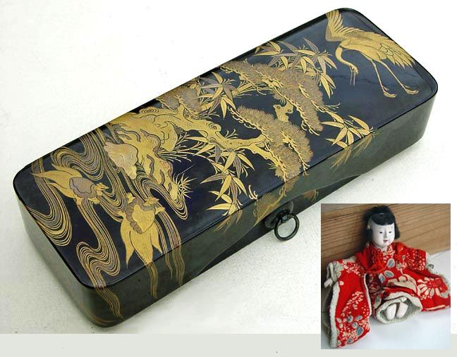 Mame Ichimatsu Doll in Antique Japanese Lacquer Box
