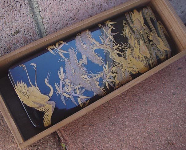 Mame Ichimatsu Doll in Antique Japanese Lacquer Box