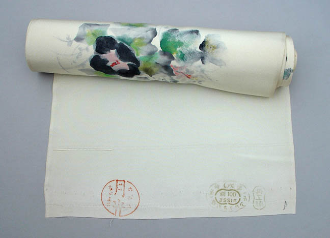 Beautiful Hand Dyed Flowers on Silk Kimono Roll