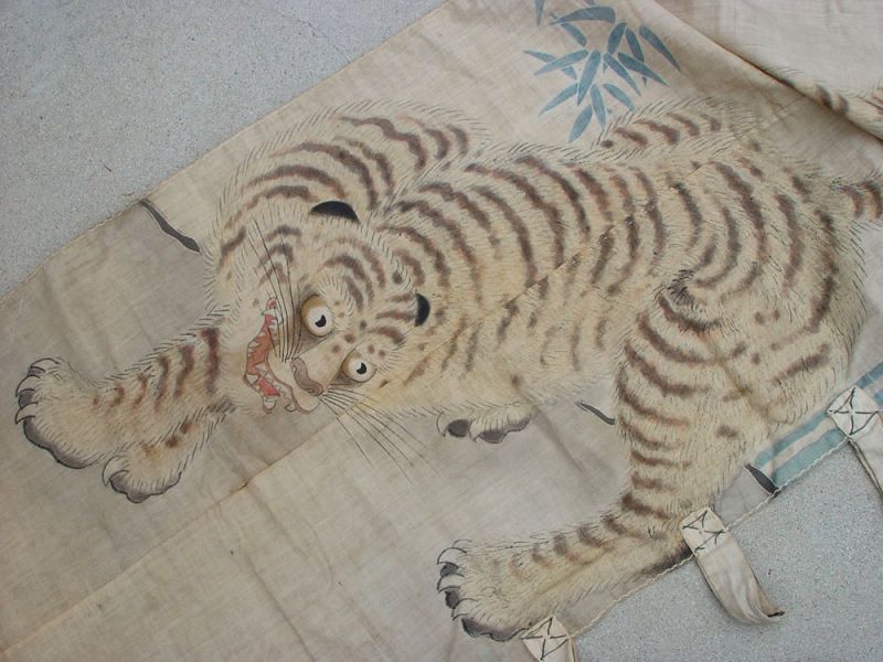 Old Japanese Nobori Banner, Tiger in Bamboo Grove