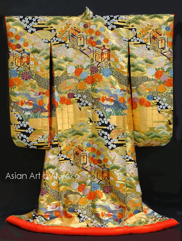 Japanese Uchikake Wedding Gown, Heian Genji Ox Cart