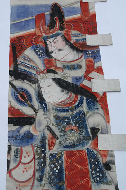 Antique Japanese Nobori Banner, Tomoe Gozen, Yoshinaka
