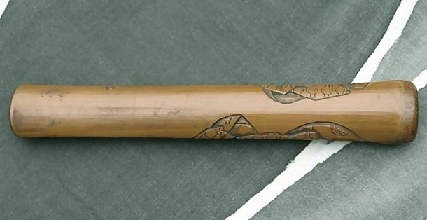Japanese Antique Bamboo Tobacco Pipe Case, Okina