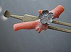 Antique Kanzashi Japanese Hairpin with Coral