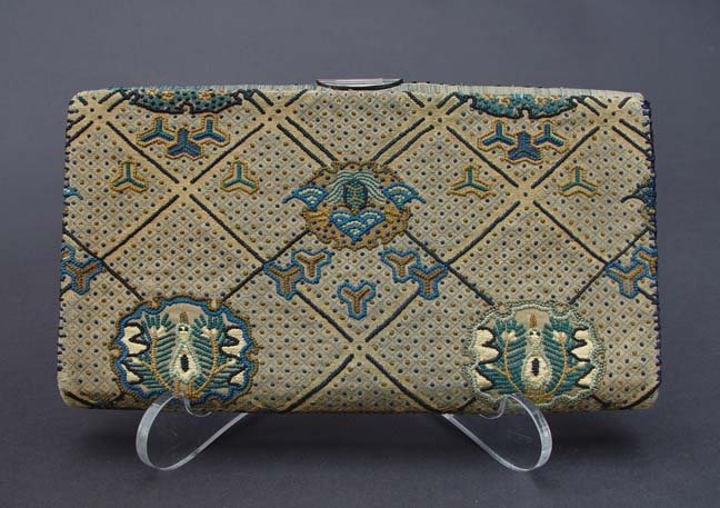 Antique Silk Purse, Superb Embroidery, Silver Clasp