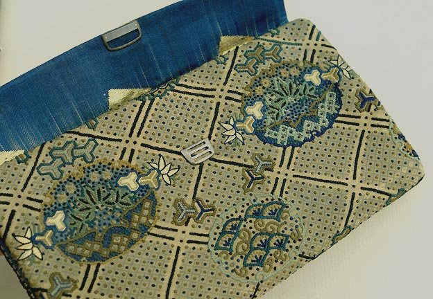 Antique Silk Purse, Superb Embroidery, Silver Clasp