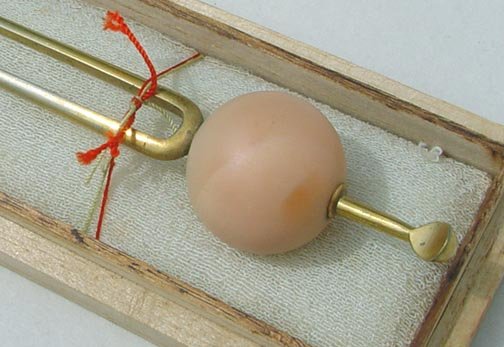 Japanese Metal Hairpin: Tama Kanzashi with Pink Ball