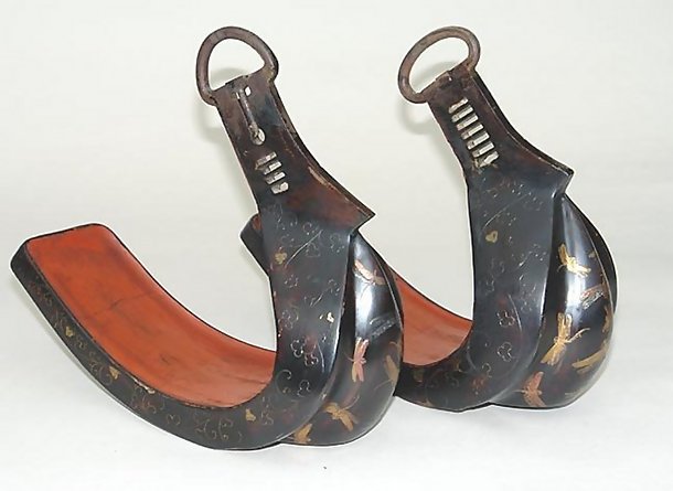 Antique Japanese Abumi (Stirrups) with Dragonfly