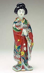 Kutani Bijin Doll in Red Kimono