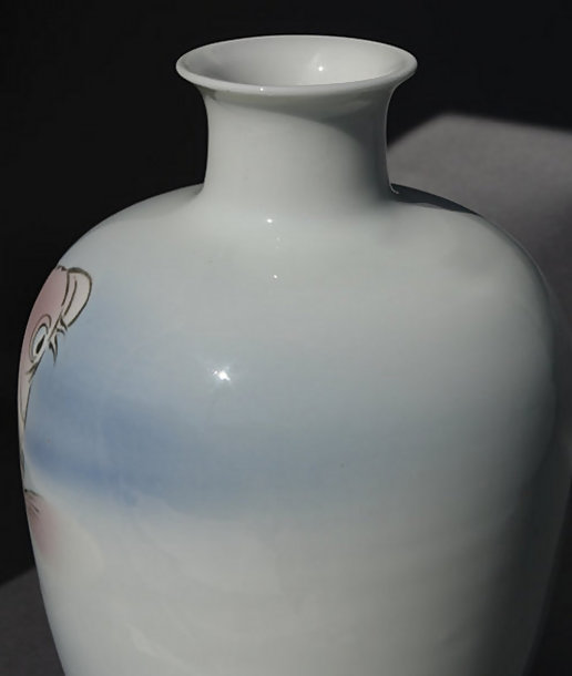 Japanese Fukagawa Koransha Vase with Leaping Carp