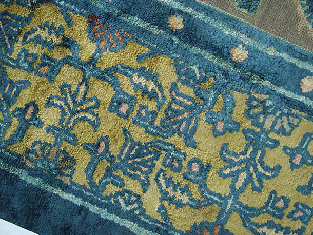 Antique Chinese Rug, Silk and Metal Carpet with Dragons