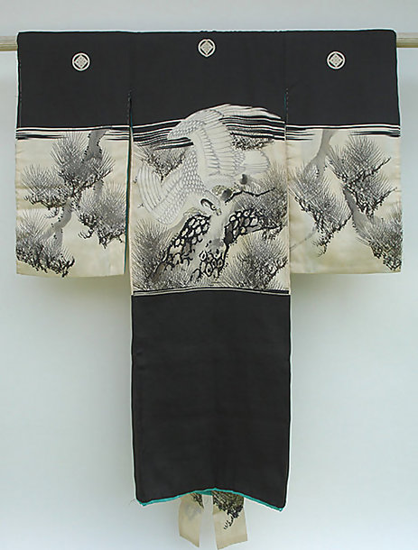 Antique Baby's Kimono, Hawk on a Pine Tree