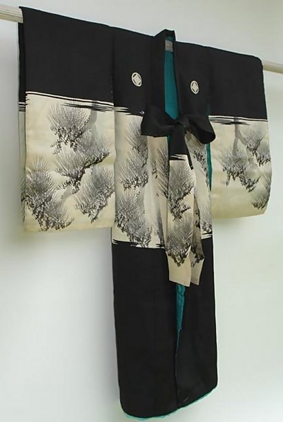 Antique Baby's Kimono, Hawk on a Pine Tree