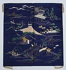 Antique Japanese Fukusa with The Eight Views of Omi