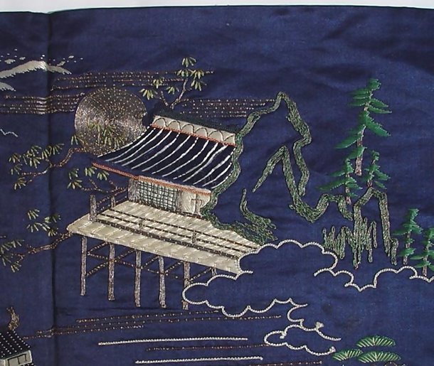 Antique Japanese Fukusa with The Eight Views of Omi