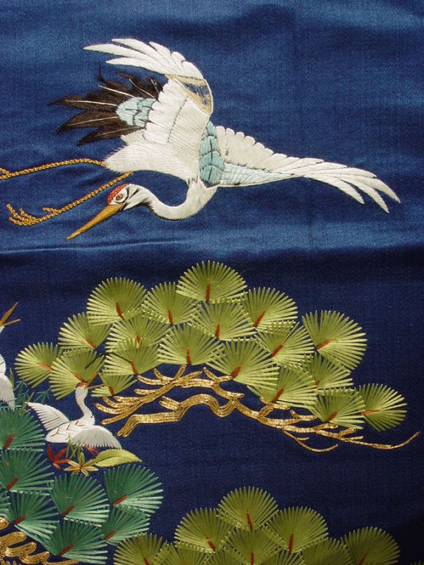 Antique Japanese Fukusa Gift Cover, Noh Takasago